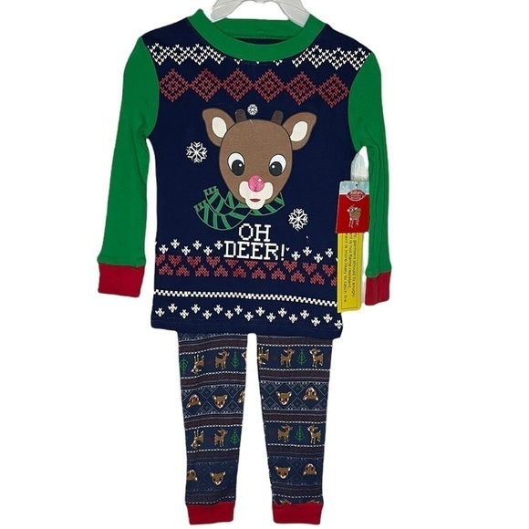 Rudolf the red nose rain deer boys pajamas - Picture 1 of 8